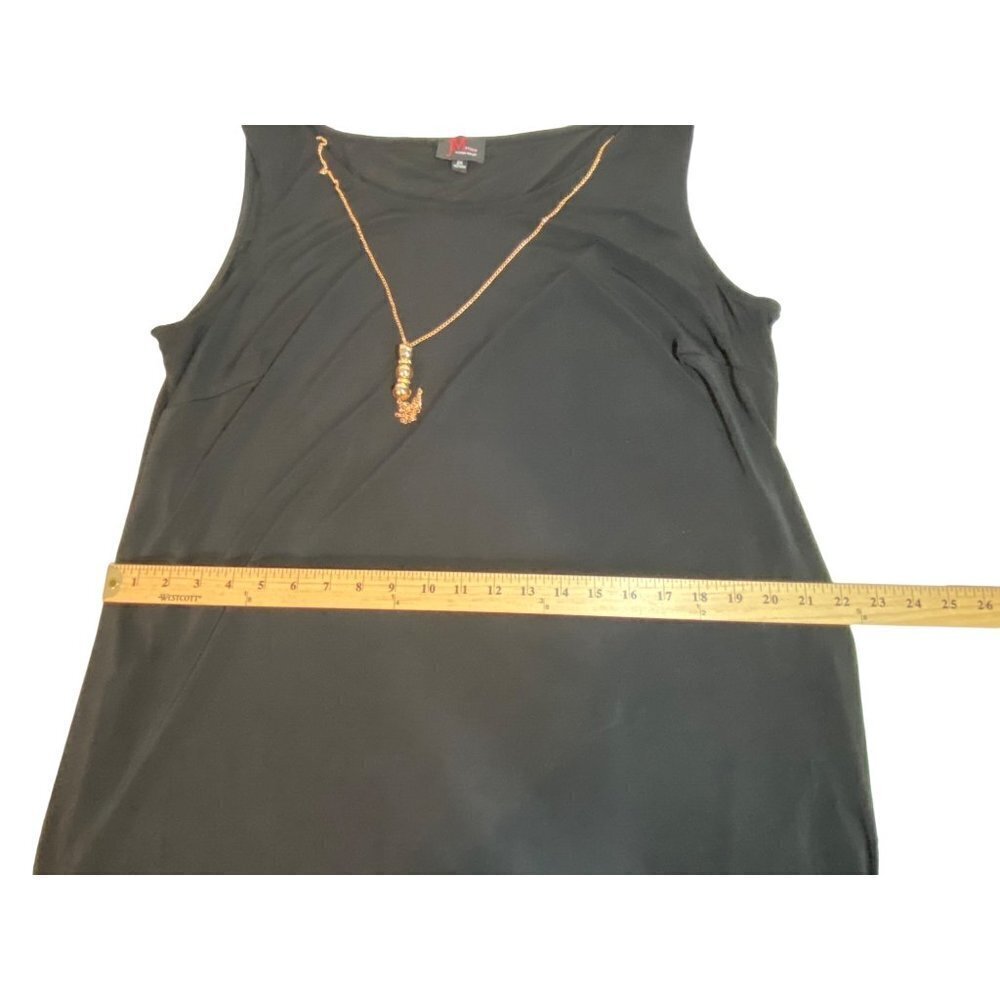 JM Studio John Meyer Black Slinky Fabric Midi Dress with‎ Necklace Size 2X - Picture 10 of 12